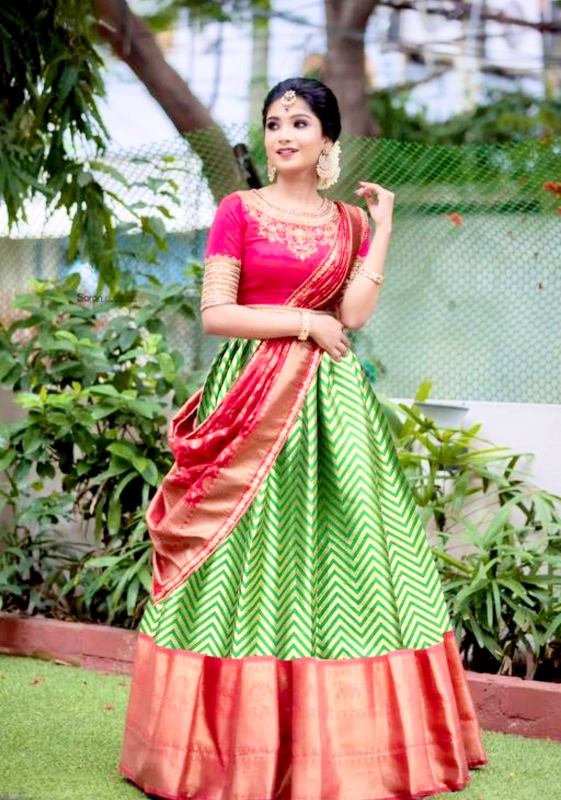 Silk half saree lehenga