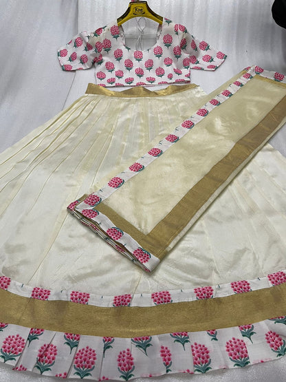 Onam Kalamkari Halfsaree