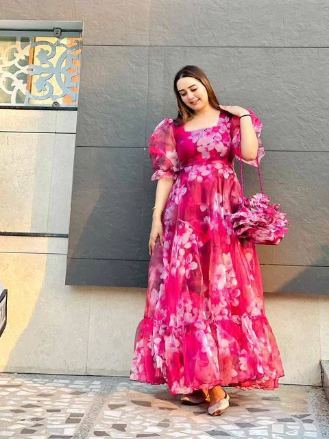 Hot pink organza maxi