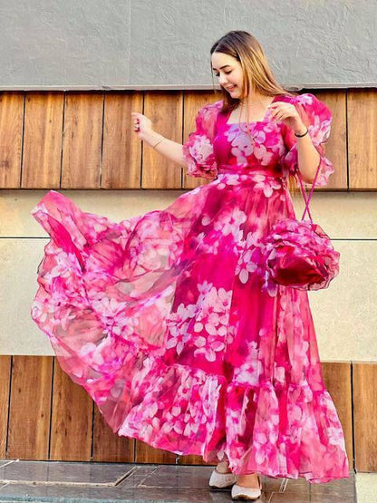 Hot pink organza maxi