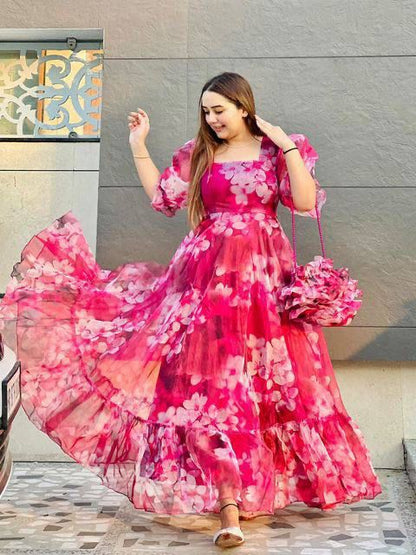 Hot pink organza maxi