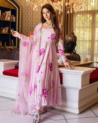 Organza anarkali suit