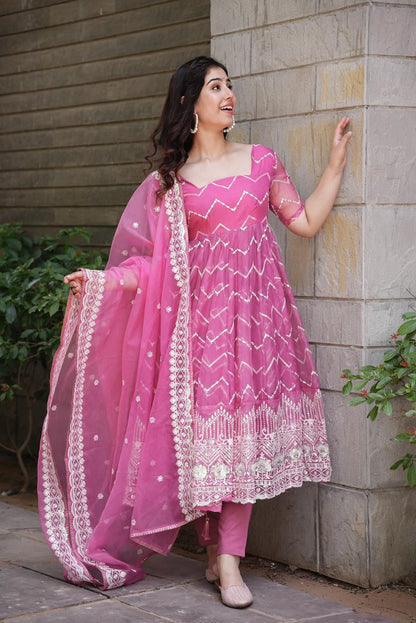 Organza anarkali suit