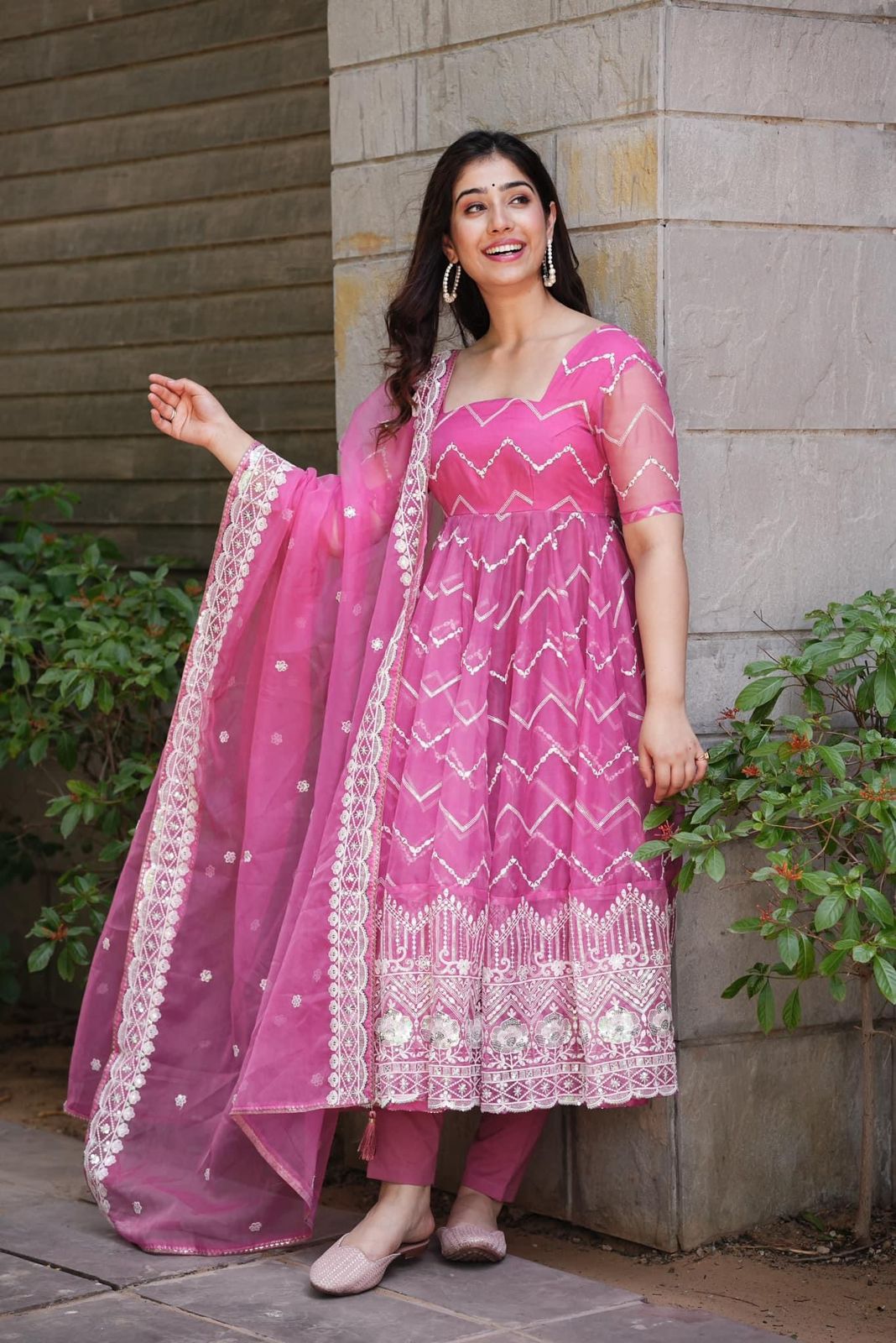 Organza anarkali suit