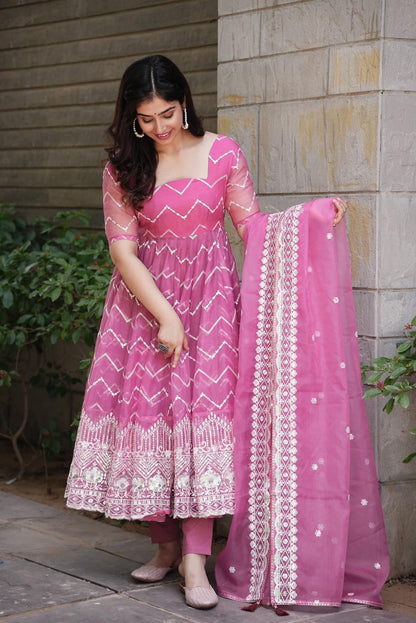 Organza anarkali suit