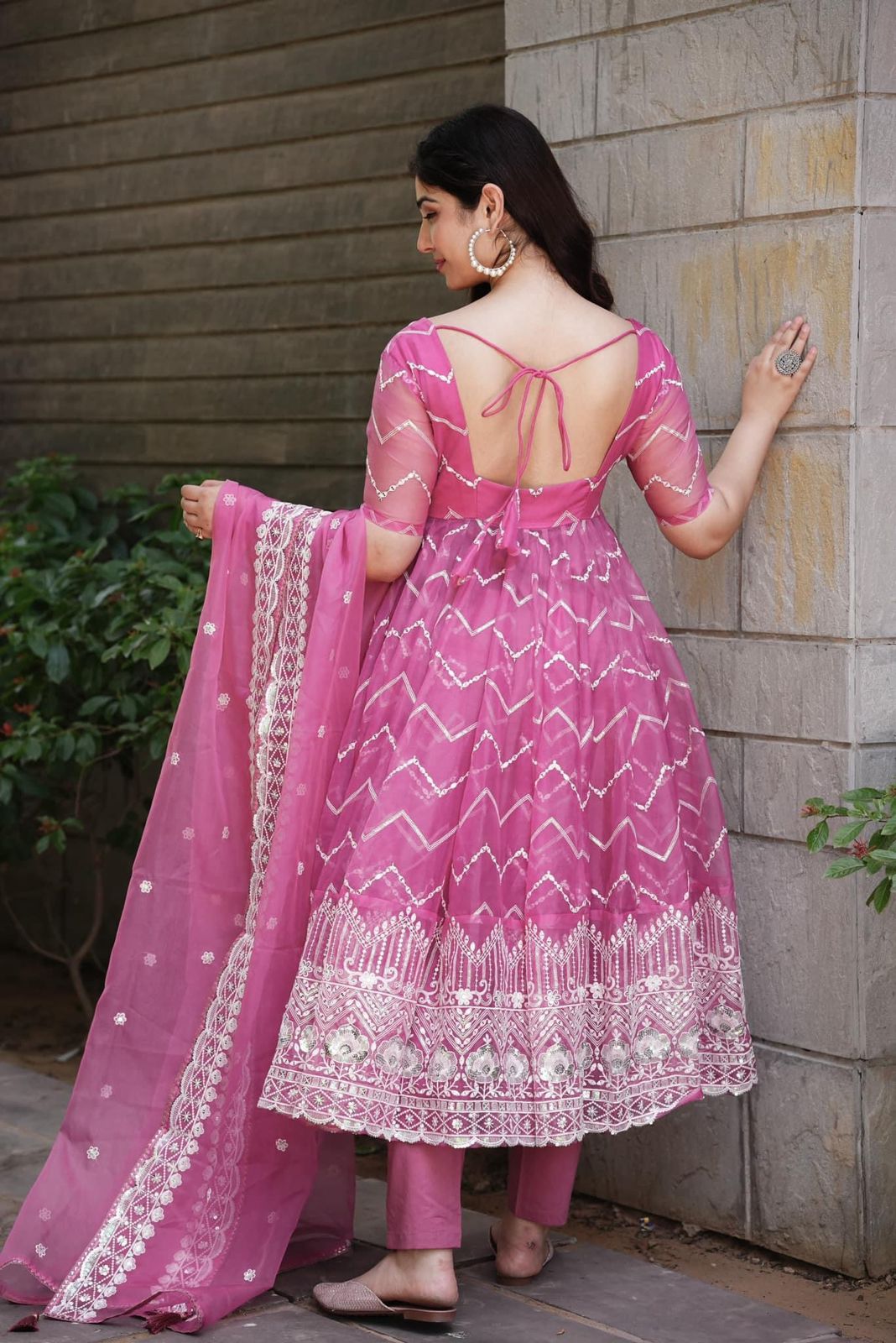 Organza anarkali suit