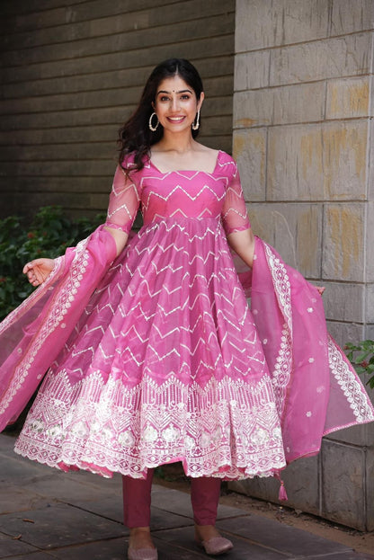 Organza anarkali suit