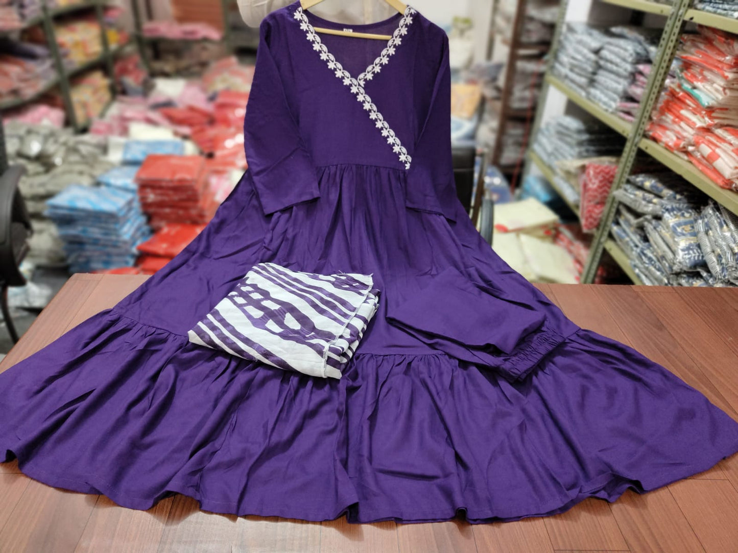 Heavy reyon purple gown