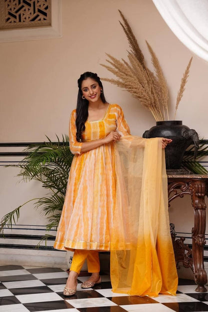 Organza yellow suit set