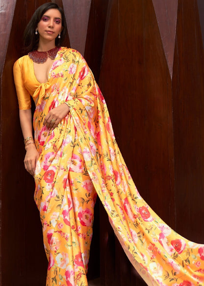 Soft silk yellow saree