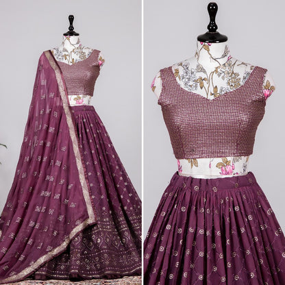 Designer wine georgette lehenga