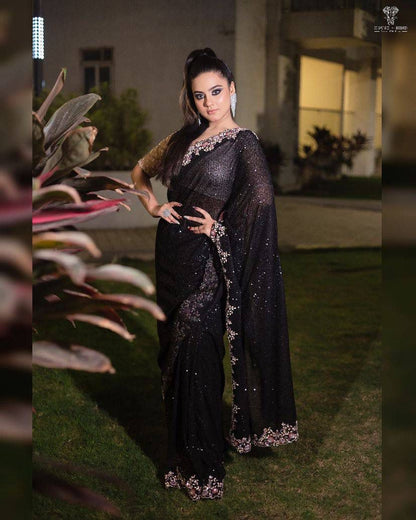 Black georgette saree