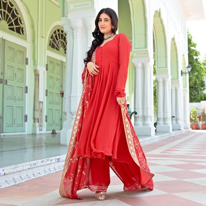 georgette red gown