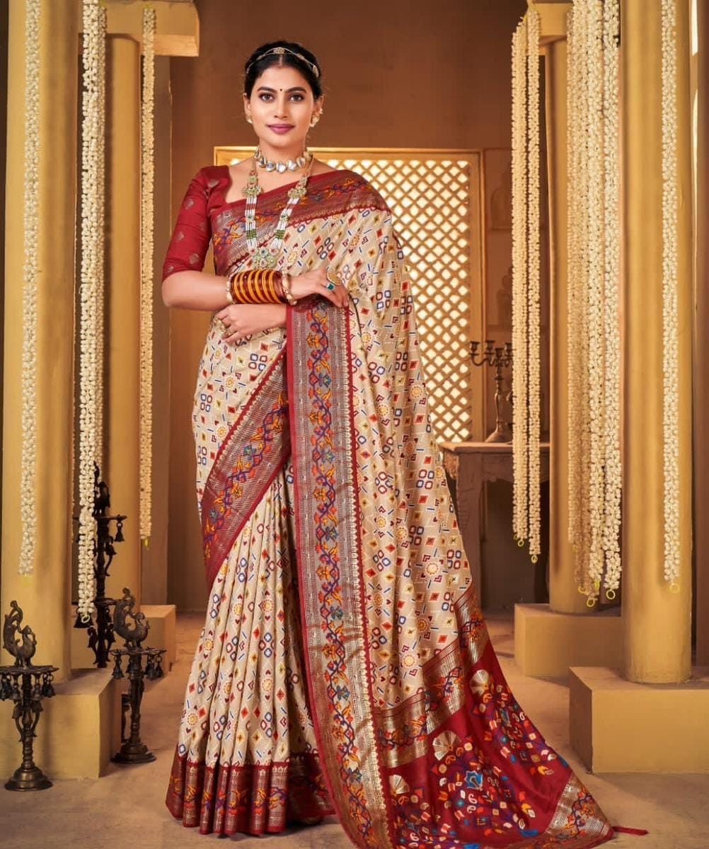 Patola munga crape silk sarees