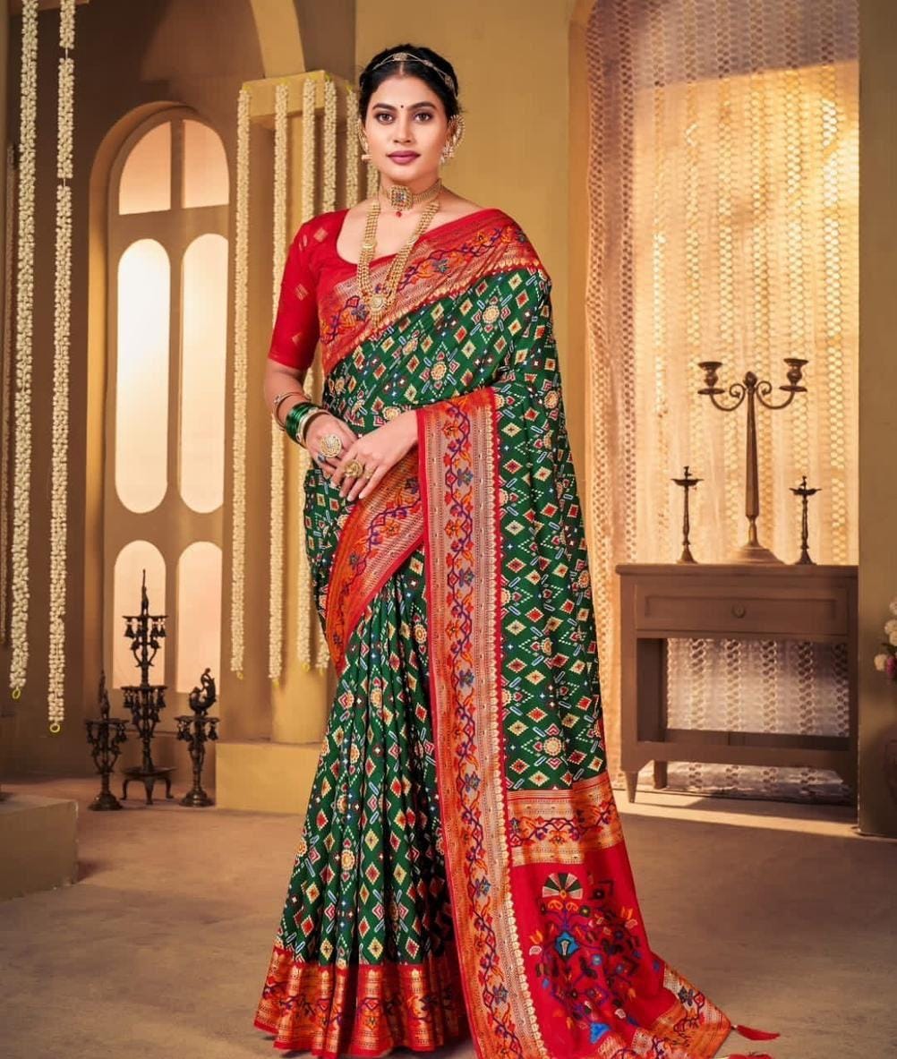 Patola munga crape silk sarees