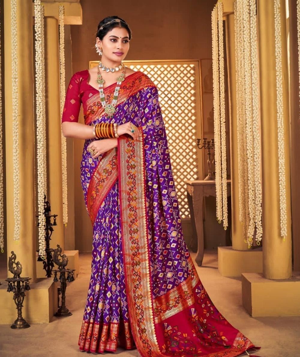 Patola munga crape silk sarees