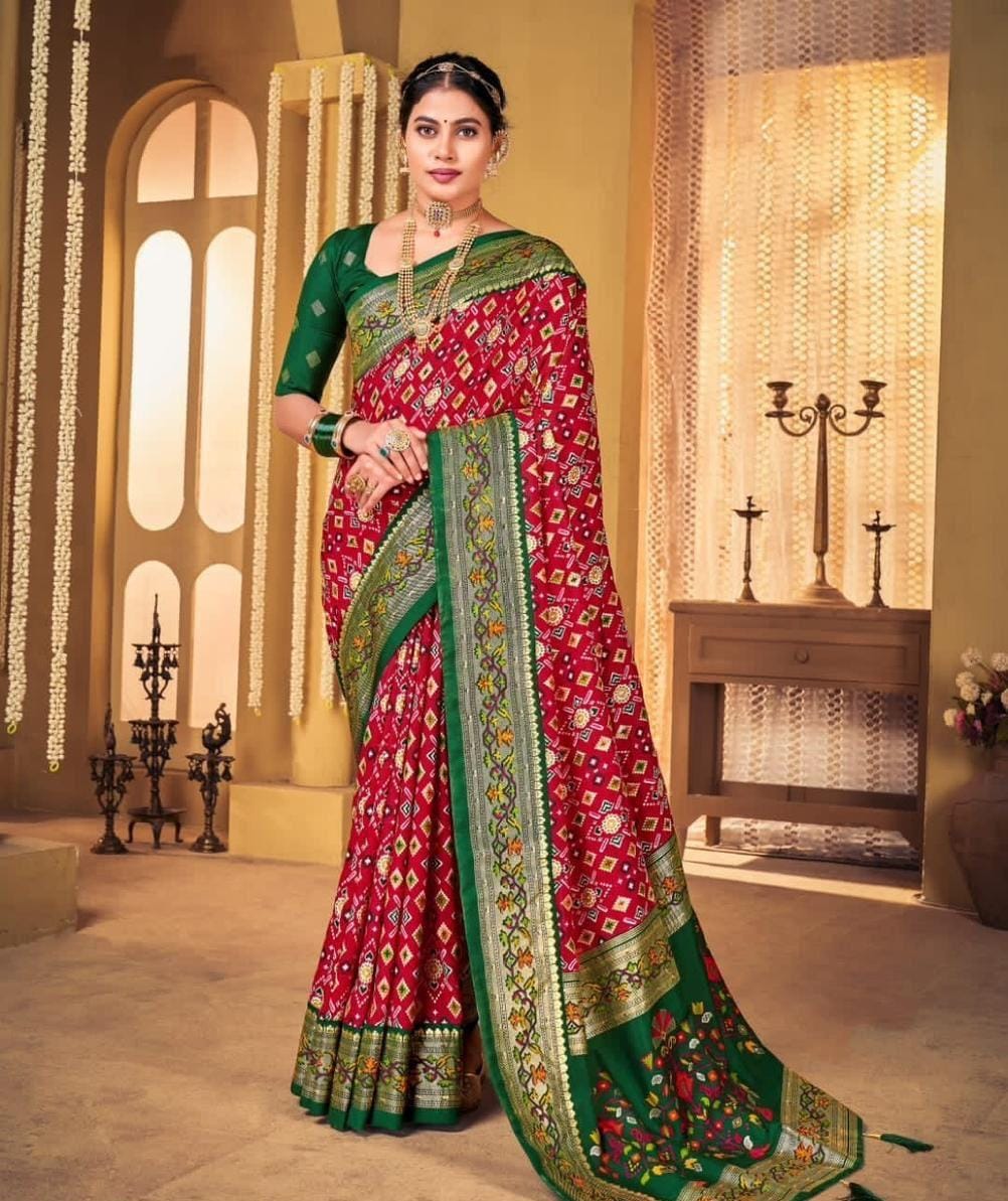 Patola munga crape silk sarees