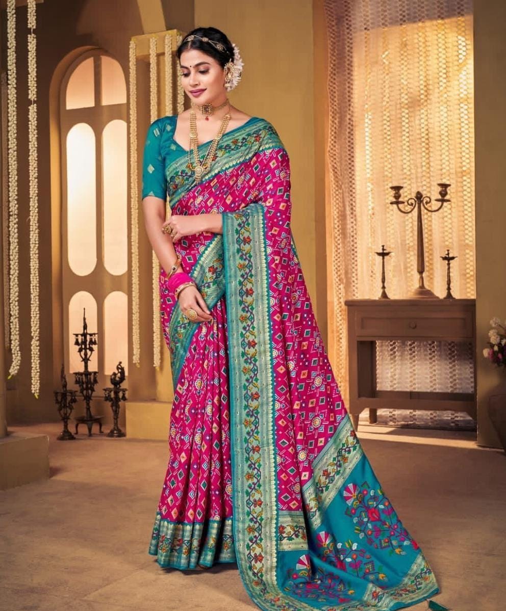 Patola munga crape silk sarees