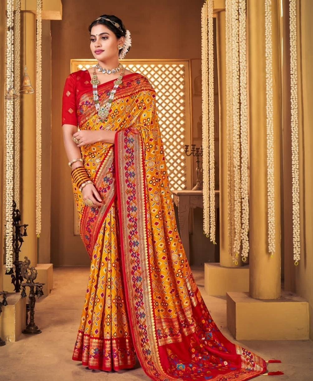 Patola munga crape silk sarees