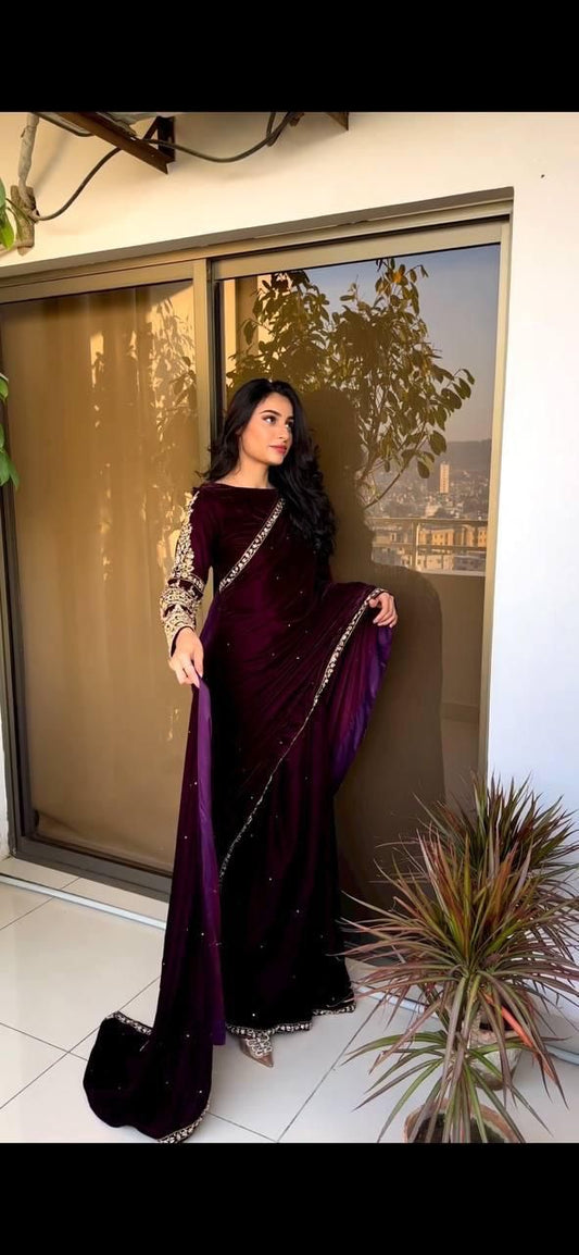 Pure velvet saree