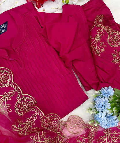 Chanderi pink kurti