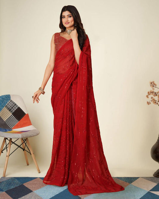 georgette sequence saree