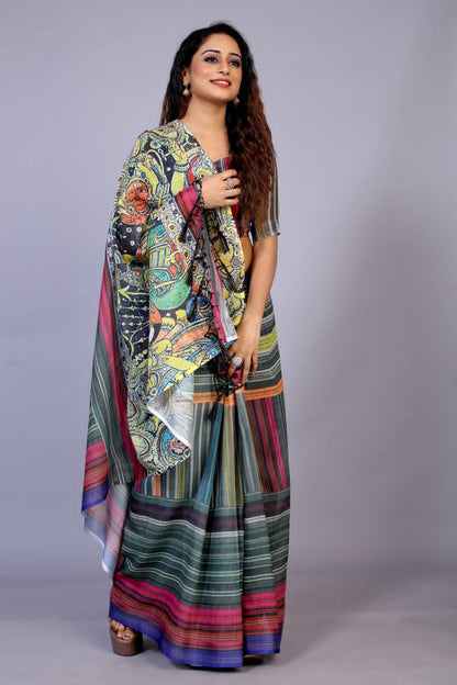 Pure linen saree