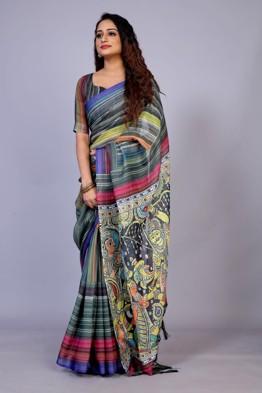 Pure linen saree