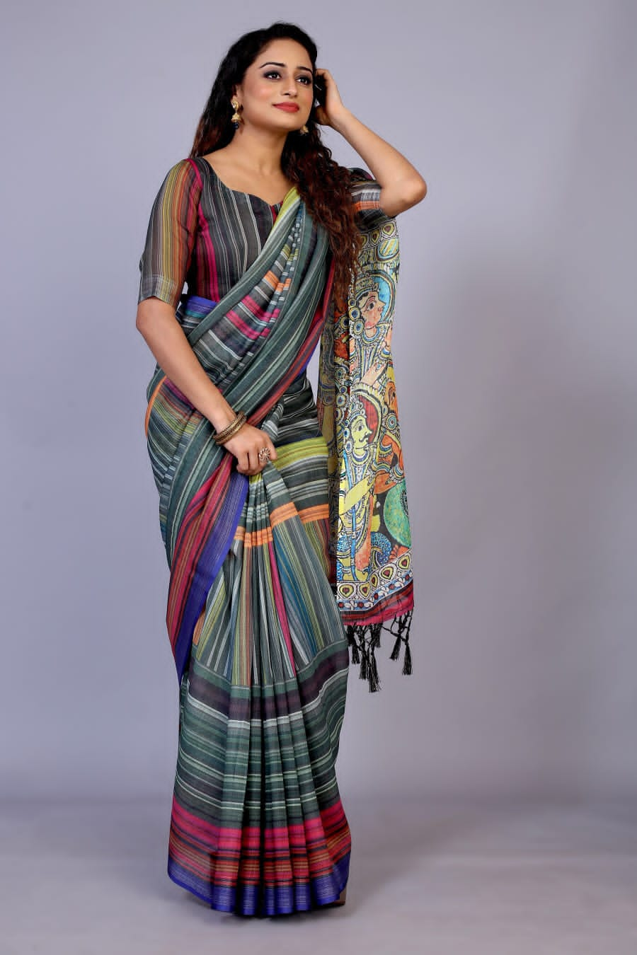 Pure linen saree