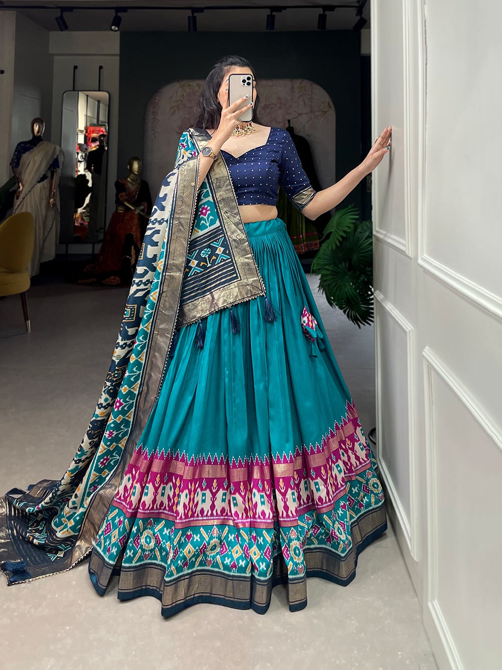 Tussar silk lehenga