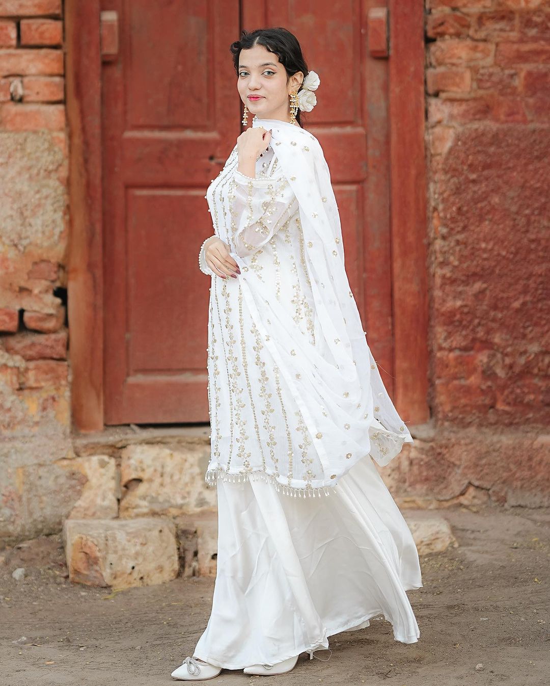 Faux georegtte sharara suit