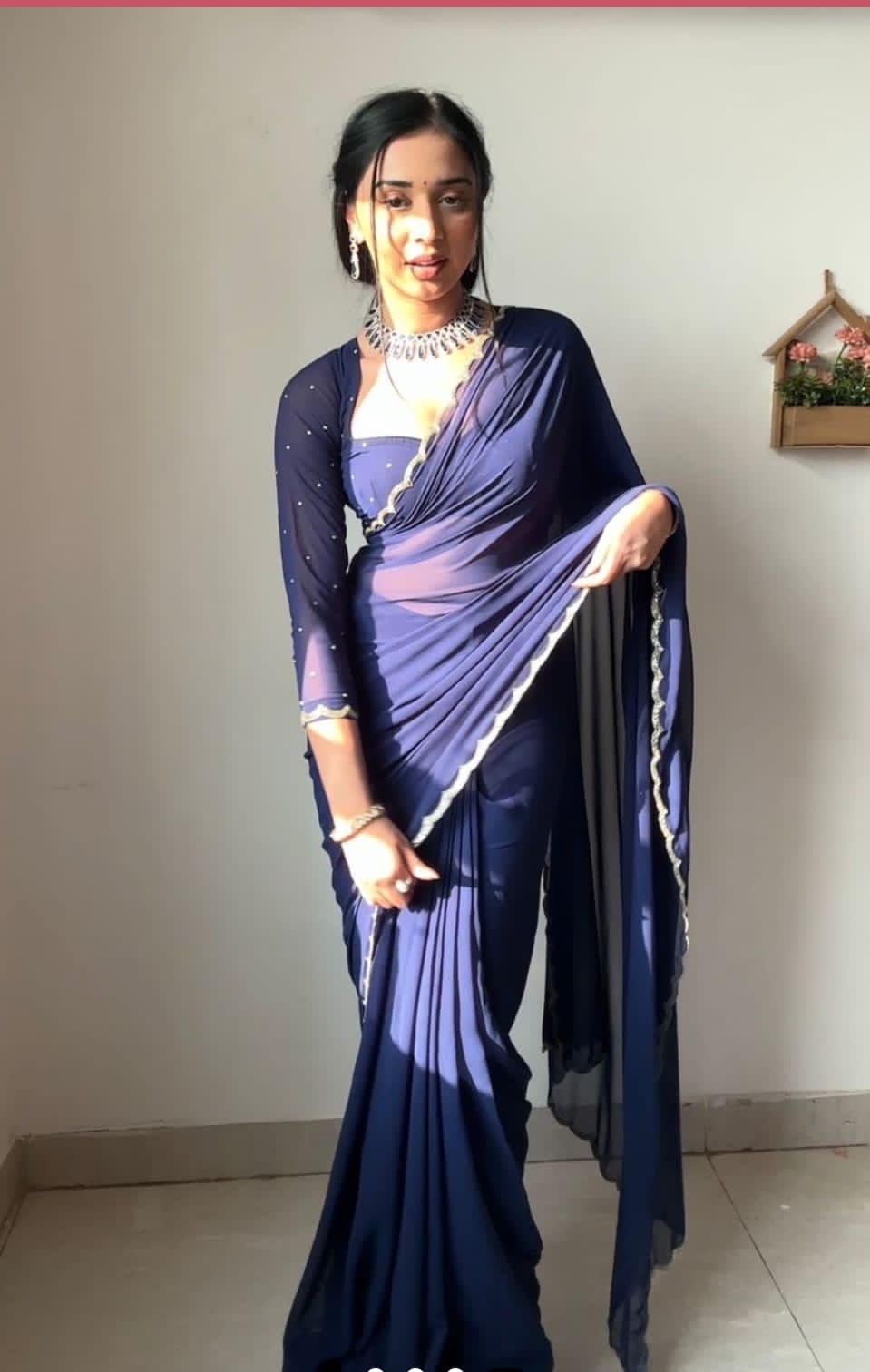 Fauux georgette  ready to wear saree