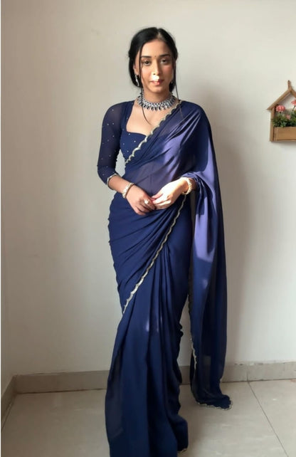 Fauux georgette  ready to wear saree