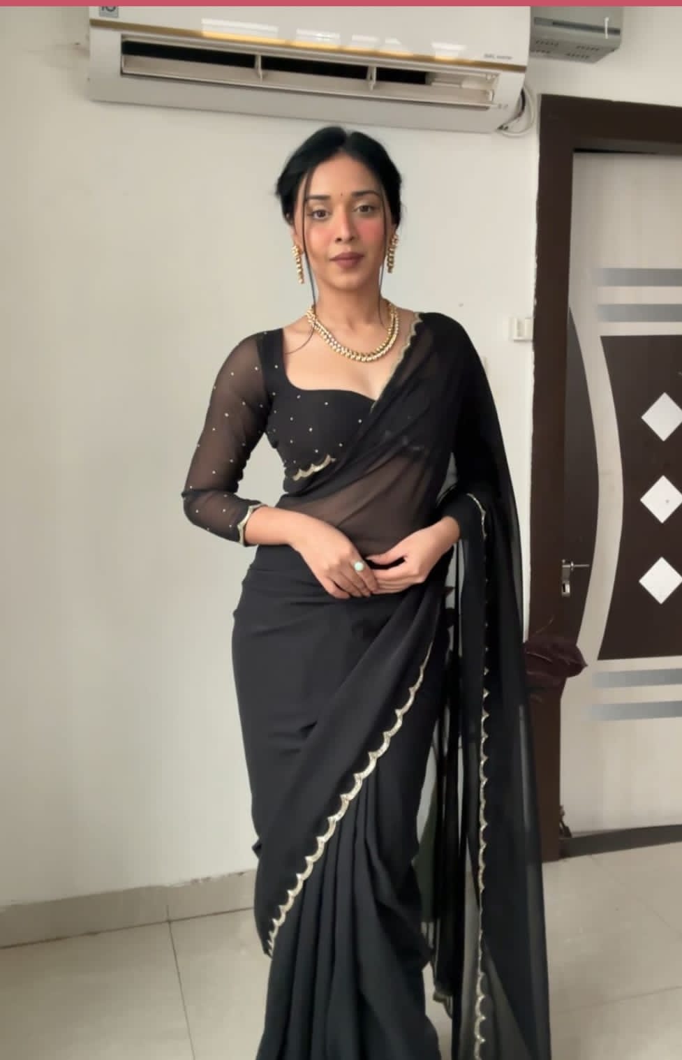 Fauux georgette  ready to wear saree