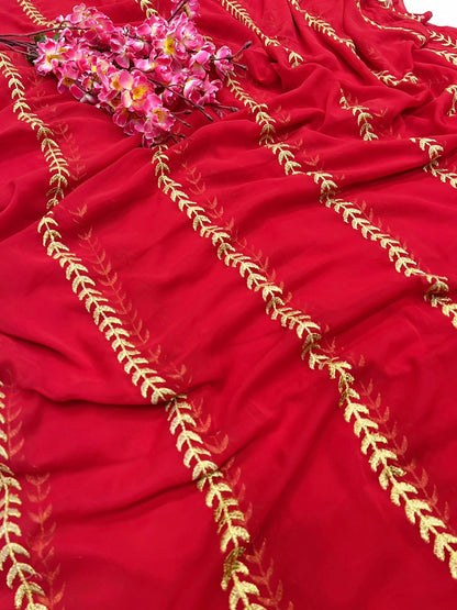 Georgette red saree