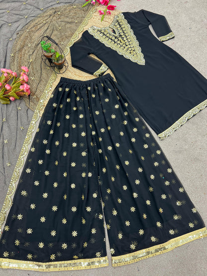 Faux georgette sharara suit