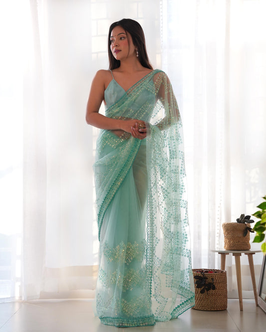 Heavy butterfly net saree