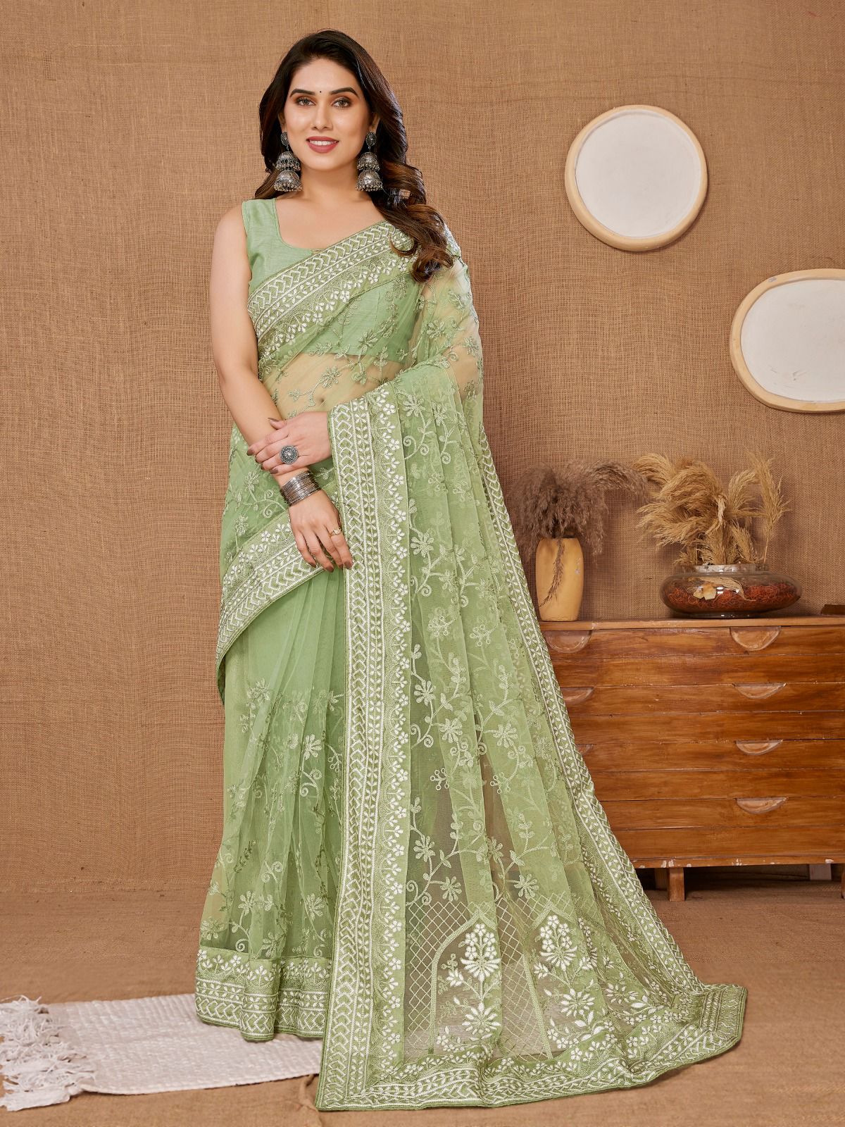 Heavy soft net saree