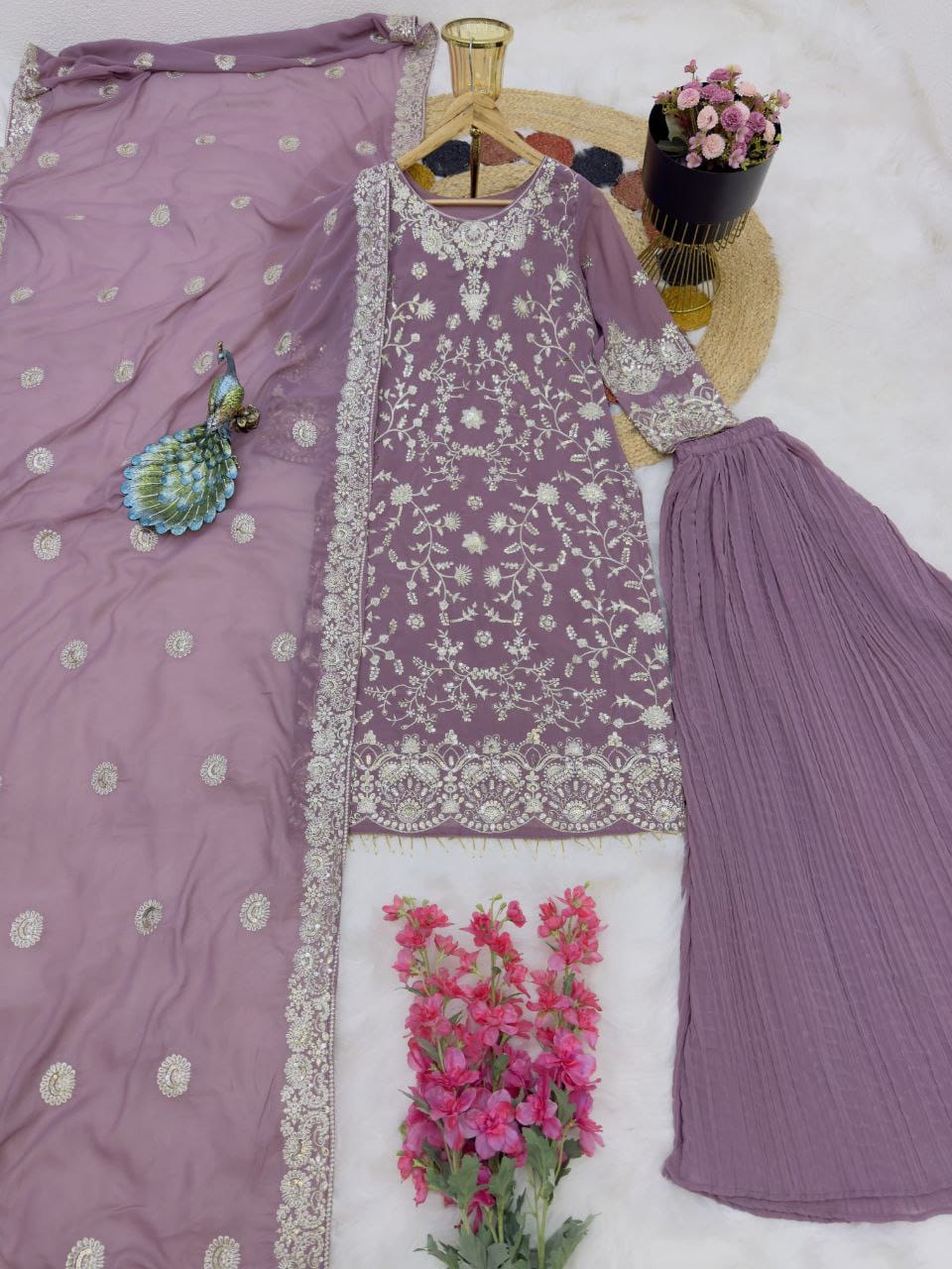 Faux georgette sharara  suit