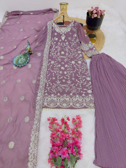 Faux georgette sharara  suit