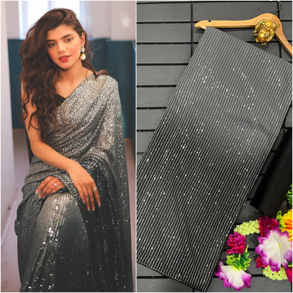 Georgette black saree