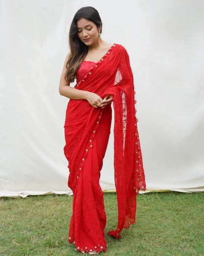 Pure georgette silk saree