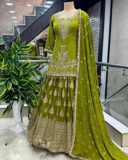 Heavy chinnon silk lehenga choli