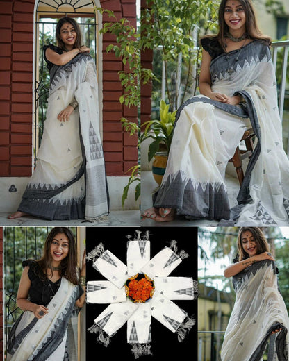 Soft linen slab saree