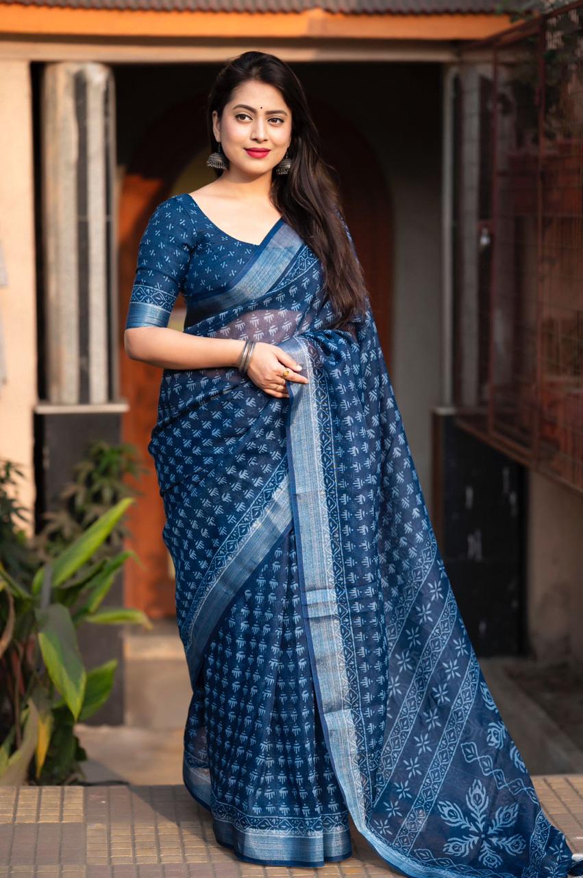 Soft linen saree