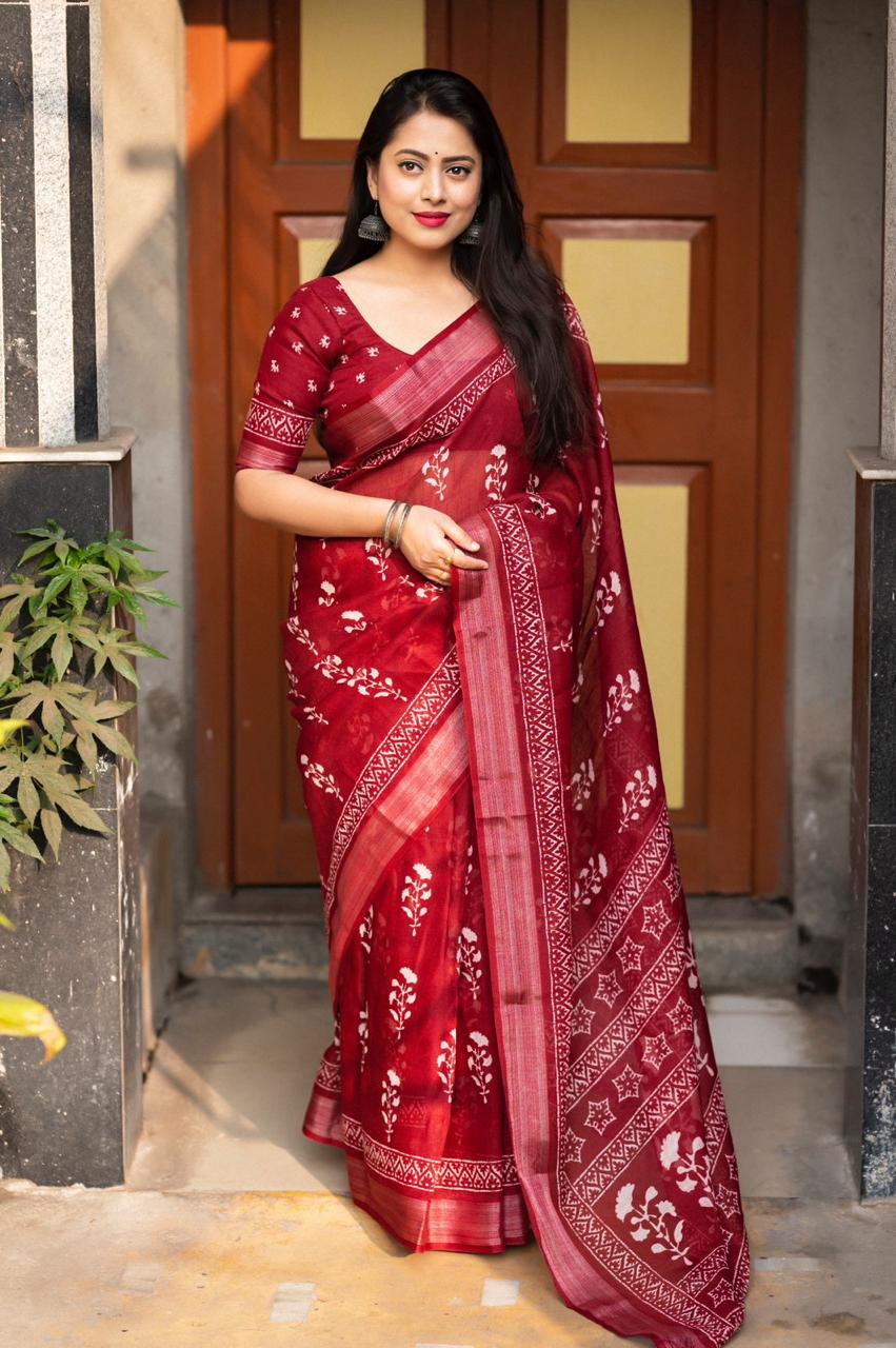 Soft linen saree