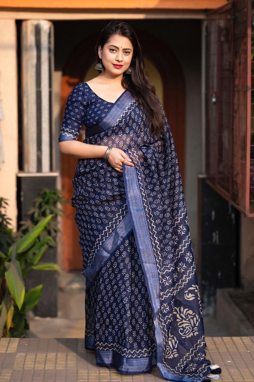 Soft linen saree