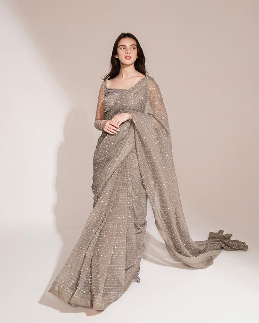 Georgette dimond work saree