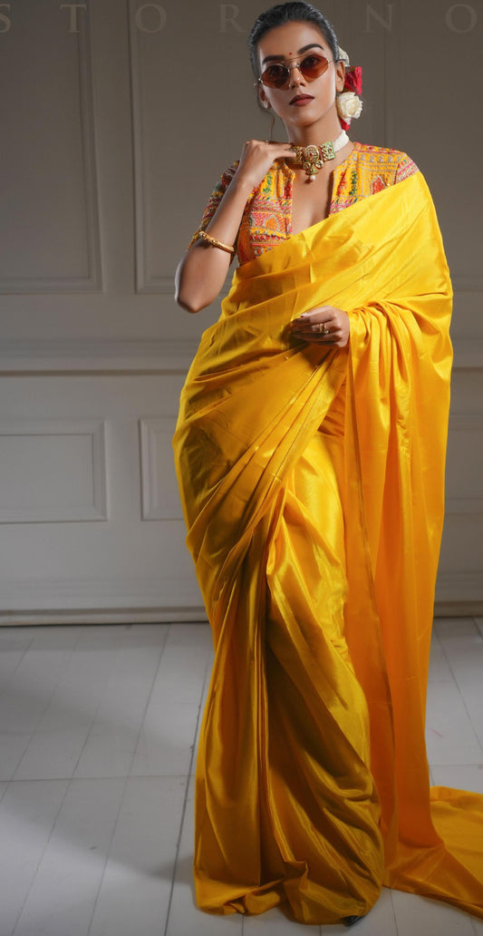 Smooth satin saree