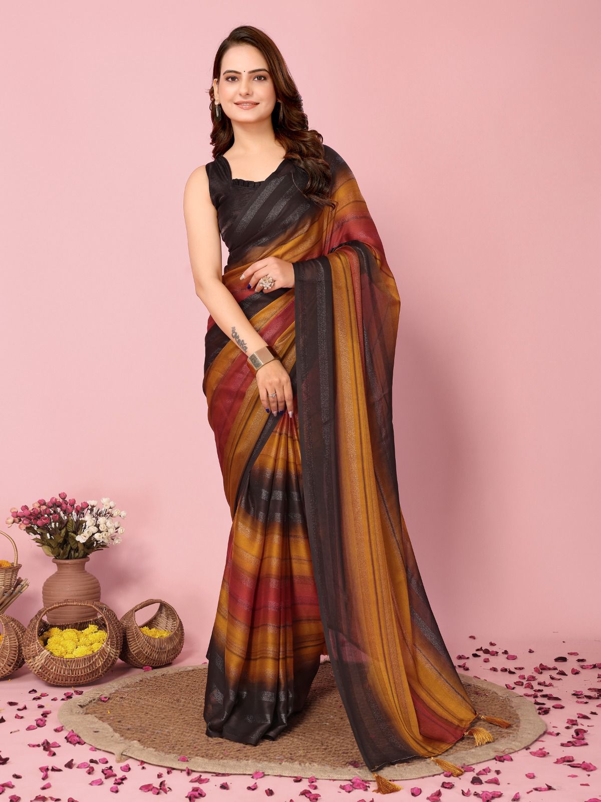 Rangoli zari ready to wear saree